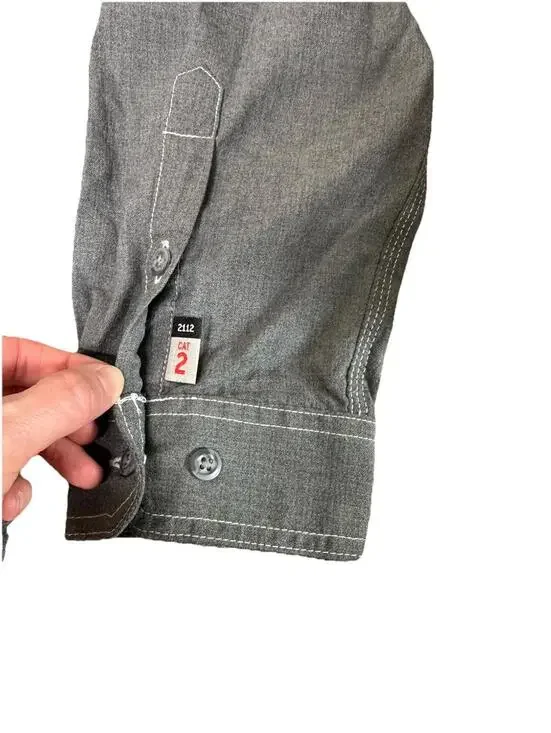 Carhartt Force FR Shirt Men XL Tall Gray Button Down Flame Resistant Cat 2 Work - Picture 3 of 8